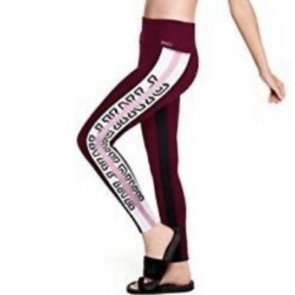 PINK Victoria's Secret Ultimate Maroon Logo Leggings Size Medium - Picture 1 of 12